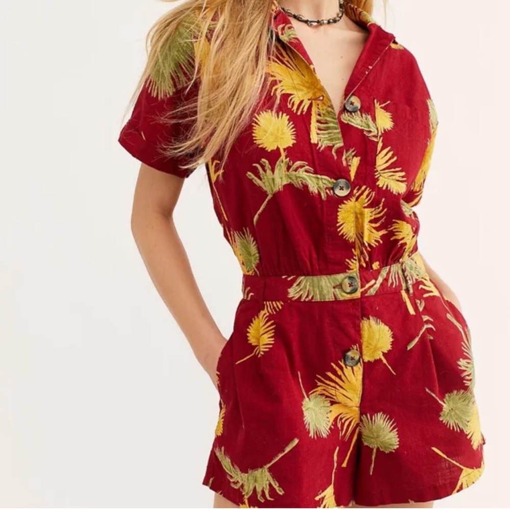 NWT FREE PEOPLE Red combo malibu Romper